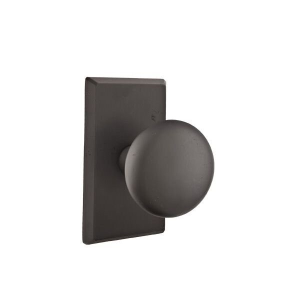 Emtek Winchester Knob 2-3/8 in Backset Passage w/Style # 3 Rose for 1-3/8 in to 2 in Door Bronze 7104WCFB - main